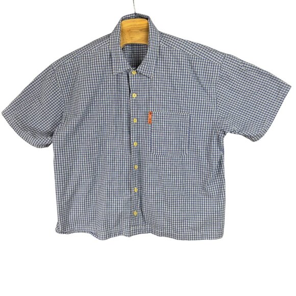 Vintage Disney Store Shirt Mens XXL Blue Plaid Tigger 68 Embroidered Pocket - Picture 1 of 11